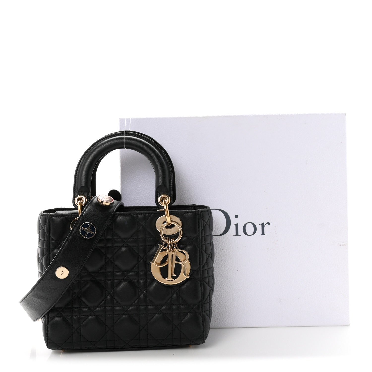 Christian Dior Lambskin Cannage Small Lucky Badges My Lady Dior Black 12 of 12