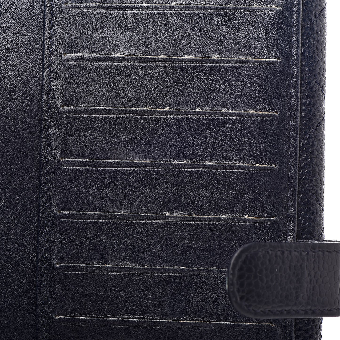 Caviar Quilted CC Long Double Wallet Navy