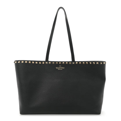 Valentino Garavani Grained Calfskin Rockstud Shoulder Tote Black 1 of 9