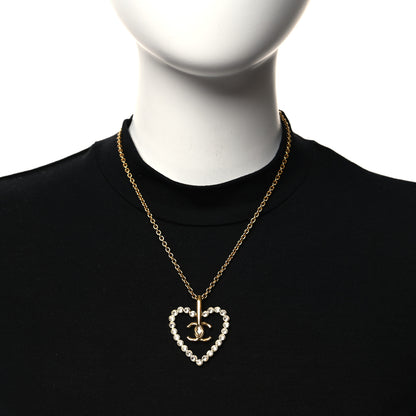 Chanel Crystal CC Heart Necklace Gold 2 of 4