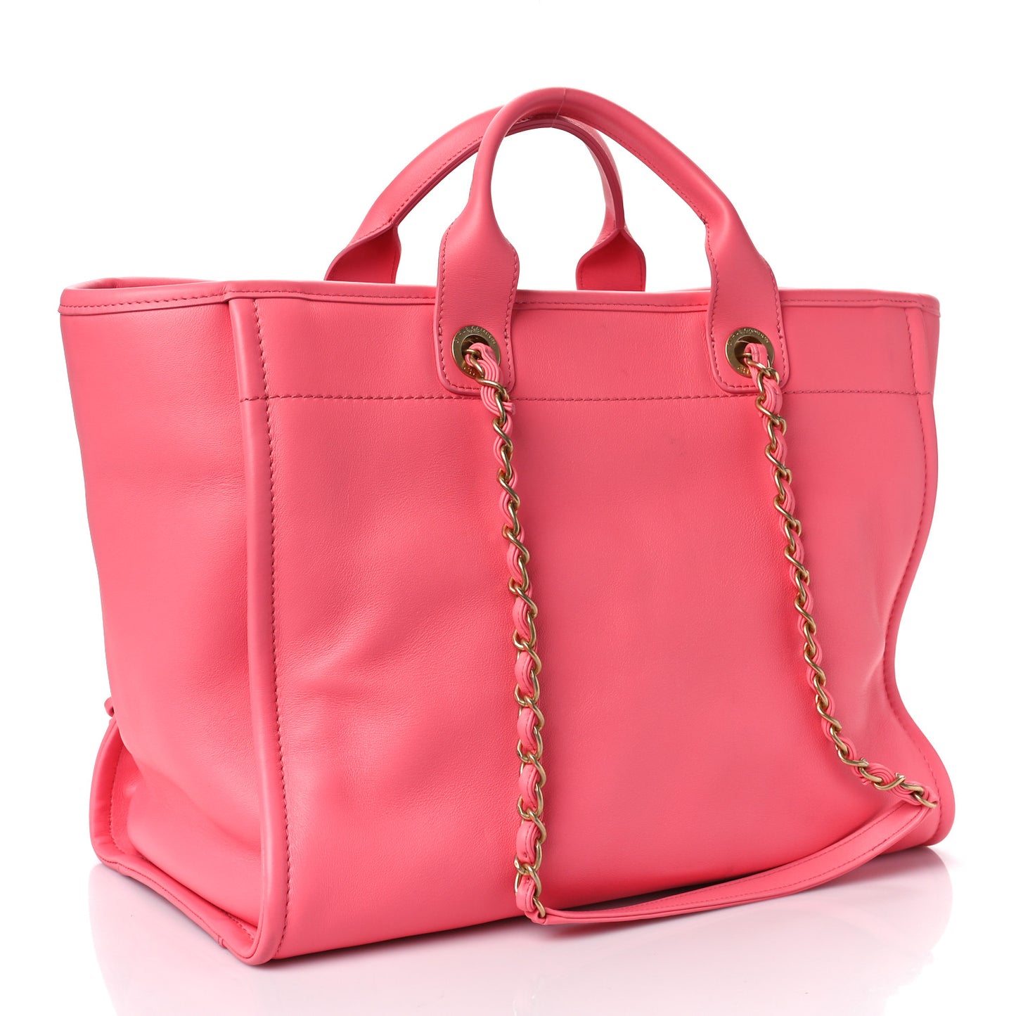 Calfskin Medium Deauville Tote Coral Pink