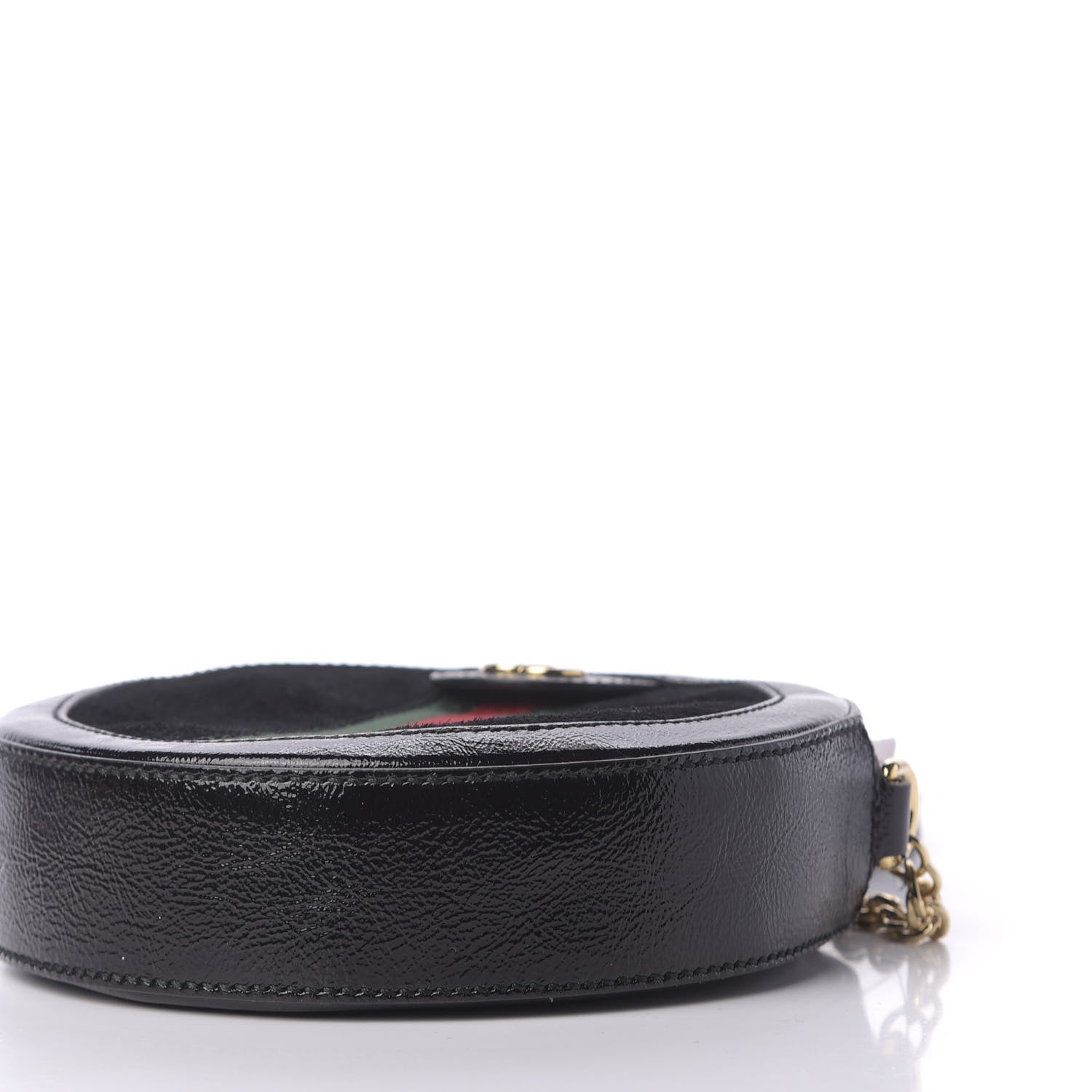 Gucci Suede Patent Web Mini Ophidia Round Shoulder Bag Black 7 of 11