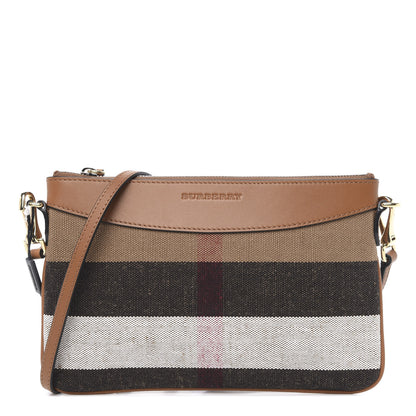 Burberry Mega Check Peyton Crossbody Clutch Bag Saddle Brown 1 of 10