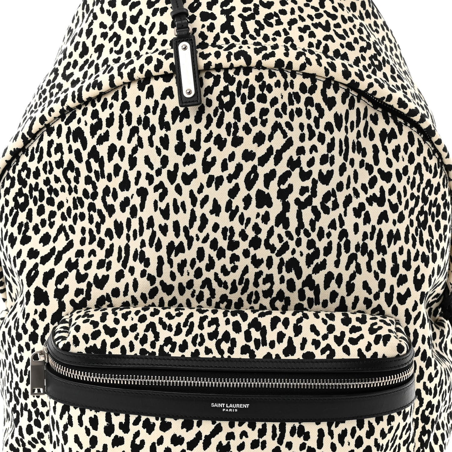Canvas Leopard Print City Backpack Black White