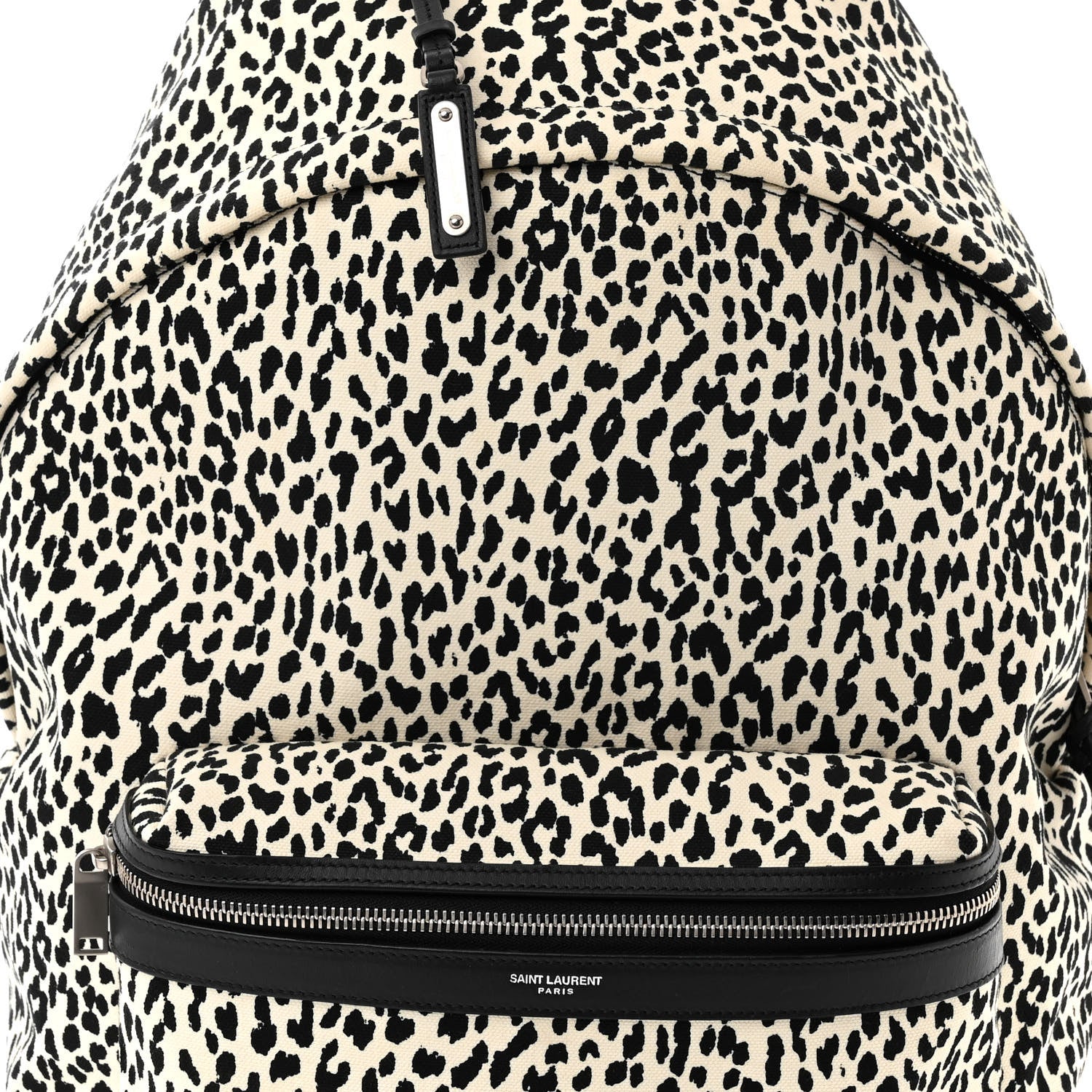 Saint Laurent Canvas Leopard Print City Backpack Black White 8 of 10