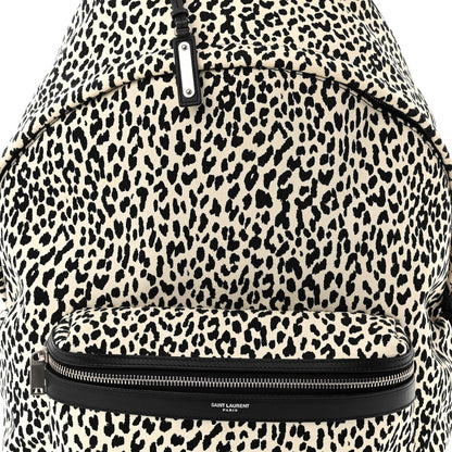 Saint Laurent Canvas Leopard Print City Backpack Black White 8 of 10