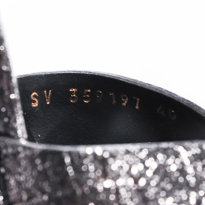 Saint Laurent Crocodile Embossed Metallic Calfskin Tribute 105 Platform Sandal 40 Anthracite 7 of 7