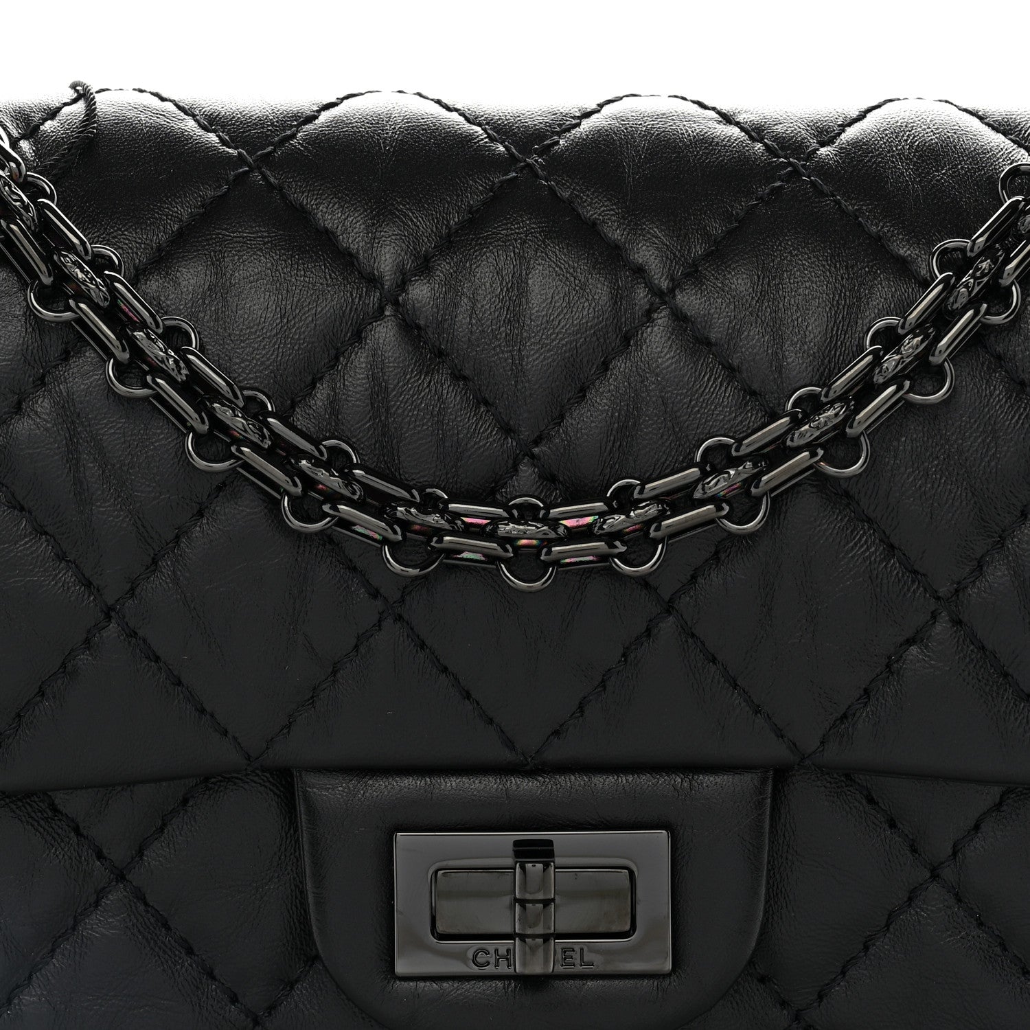 Chanel Aged Calfskin Quilted 2.55 Reissue Mini Flap So Black 8 of 11