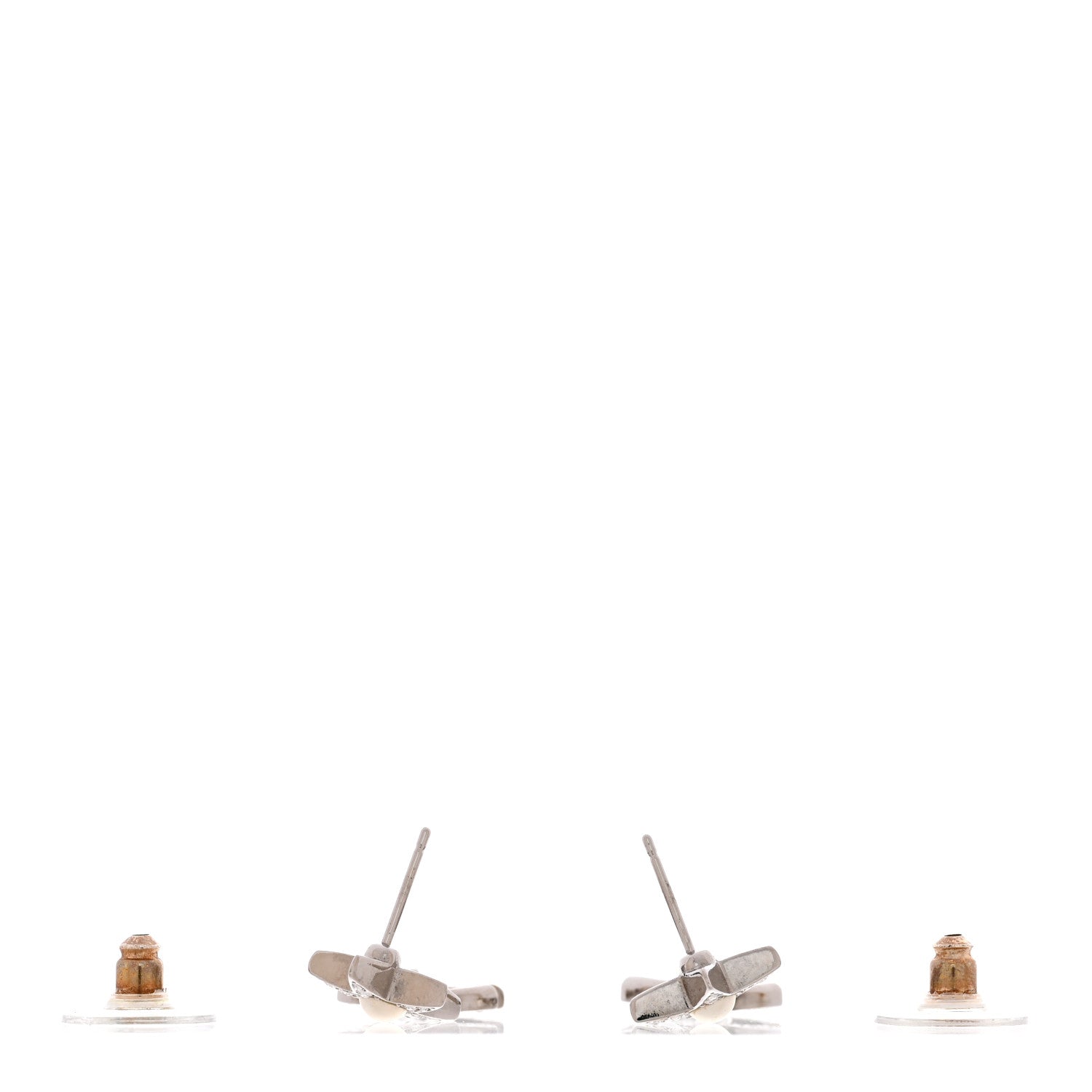 Chanel Crystal CC Pearl Star Drop Earrings Silver 3 of 5