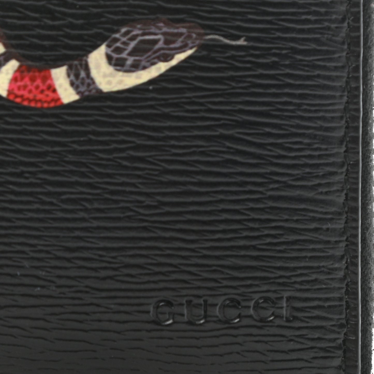 Calfskin Kingsnake Zip Around Wallet Black