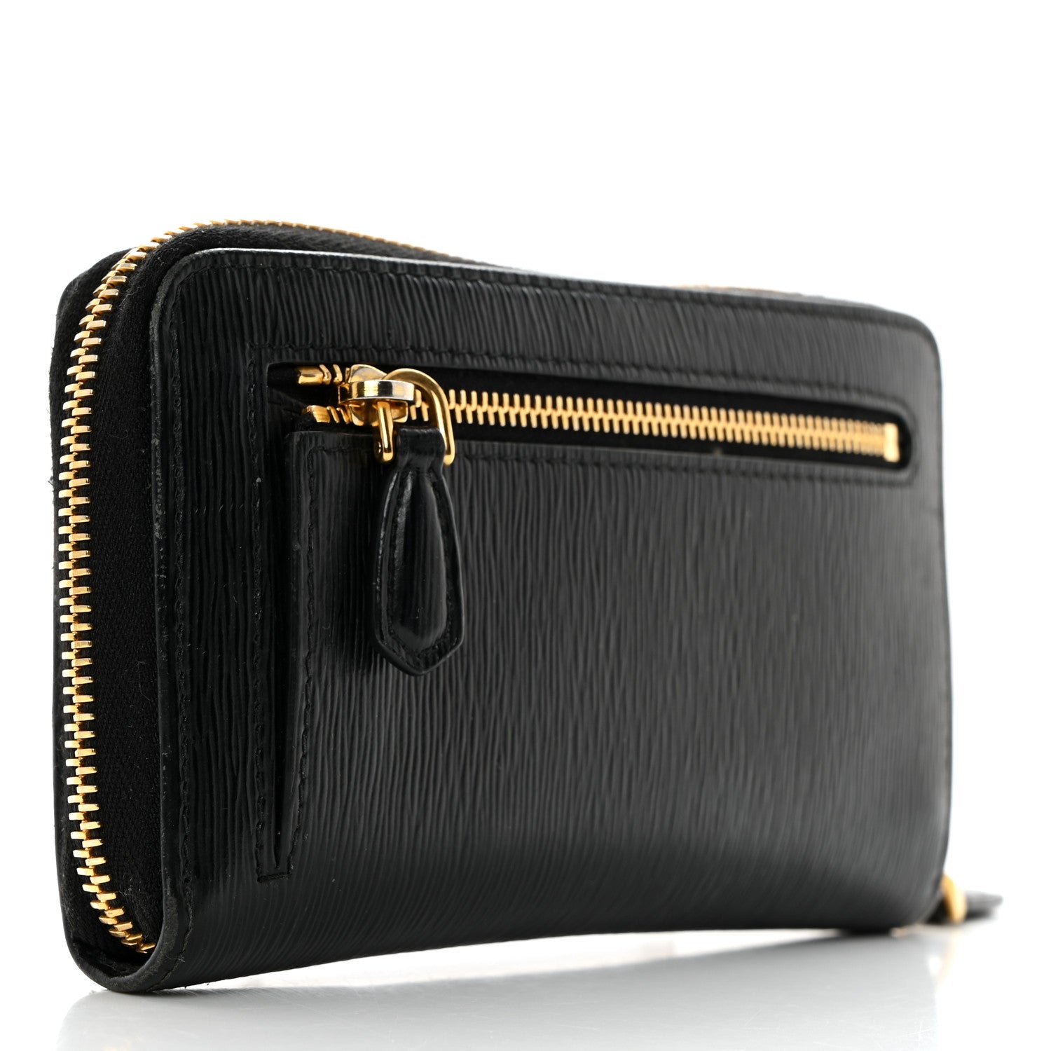 Prada Vitello Move Triangle Compact Zip Wallet Black 3 of 8