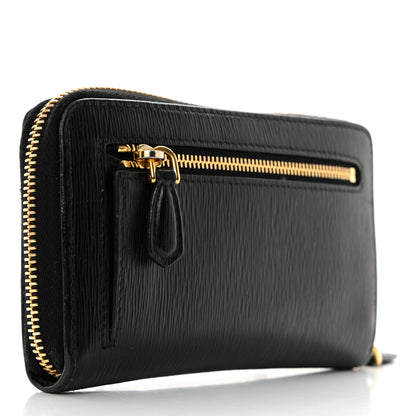 Prada Vitello Move Triangle Compact Zip Wallet Black 3 of 8