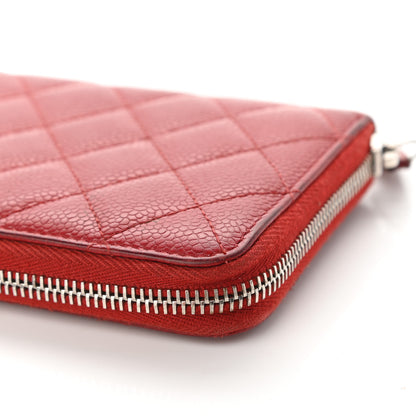 Chanel Caviar Quilted Large Gusset Zip Around Wallet Red 15 of 16