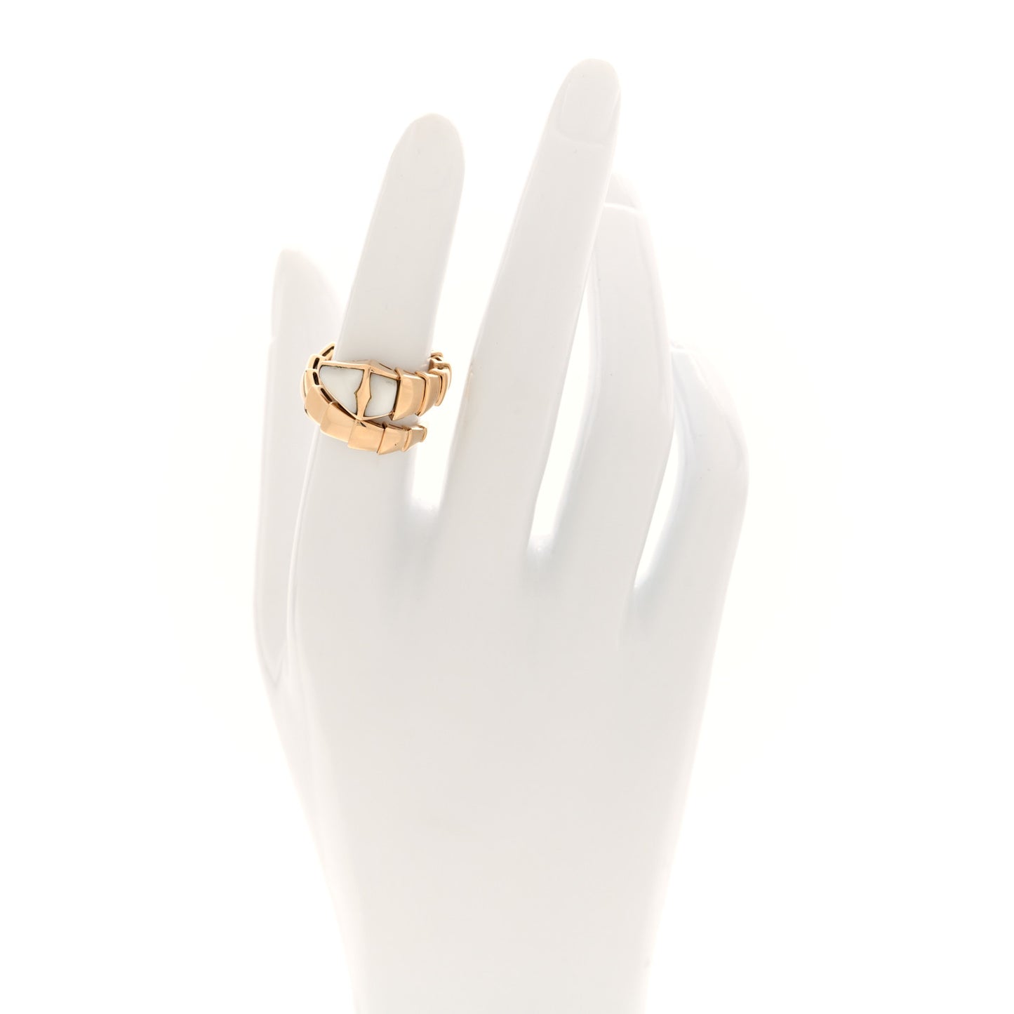 18K Yellow Gold Mother of Pearl Serpenti Ring M