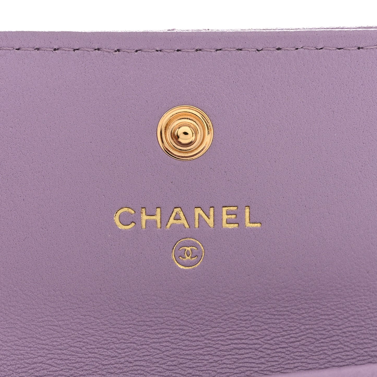 Lambskin Quilted Chanel 19 Flap Card Holder Light Purple