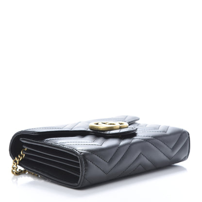 Gucci Calfskin Matelasse GG Marmont Chain Wallet Black 4 of 12