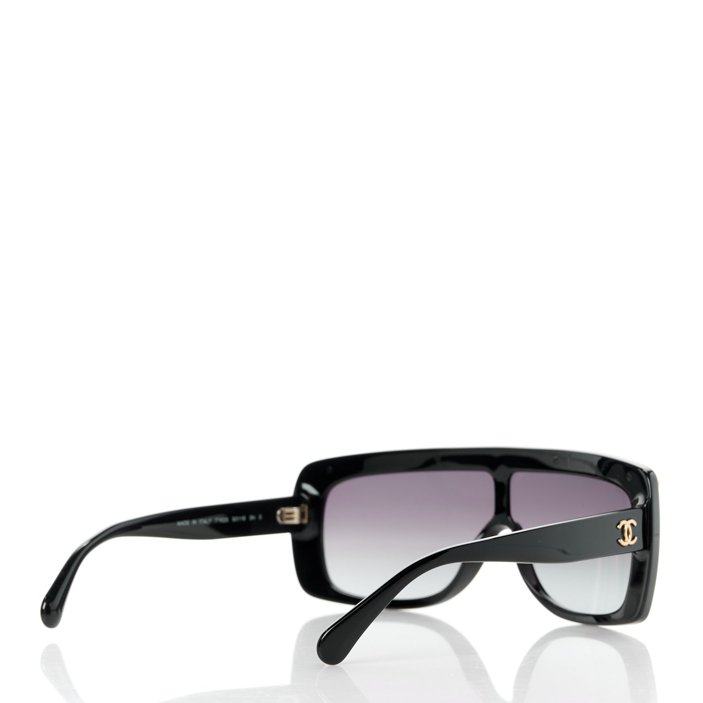 Lambskin Chain Acetate Shield Sunglasses Black