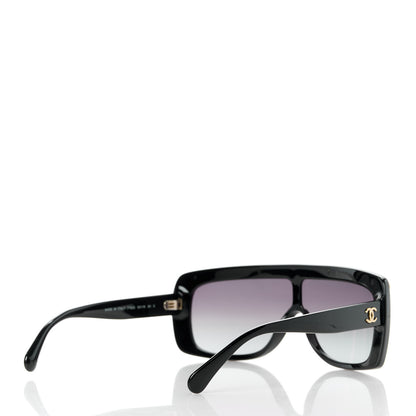 Chanel Lambskin Chain Acetate Shield Sunglasses Black 4 of 8