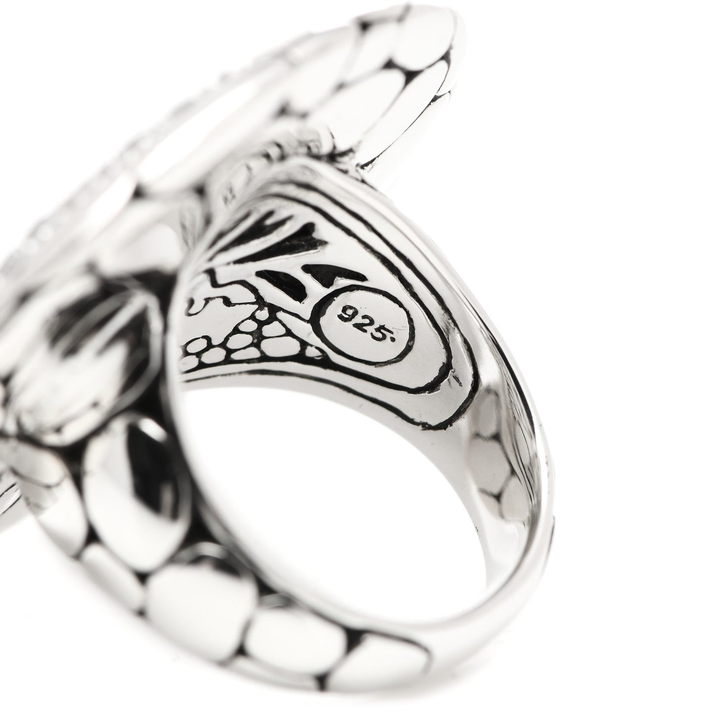 Sterling Silver White Sapphire Kali Lava Ring 54 6.75