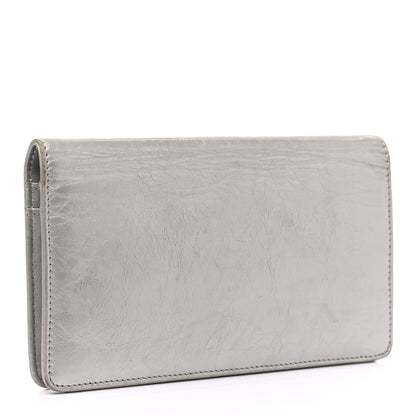 Chanel Metallic Aged Calfskin CC Bow Wallet Silver 2 of 7