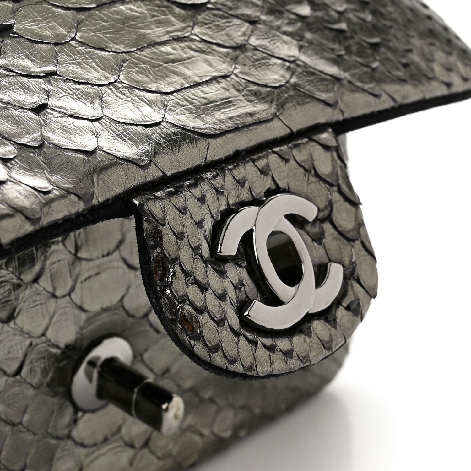 Chanel Snakeskin Mini Rectangular Flap Grey 12 of 12