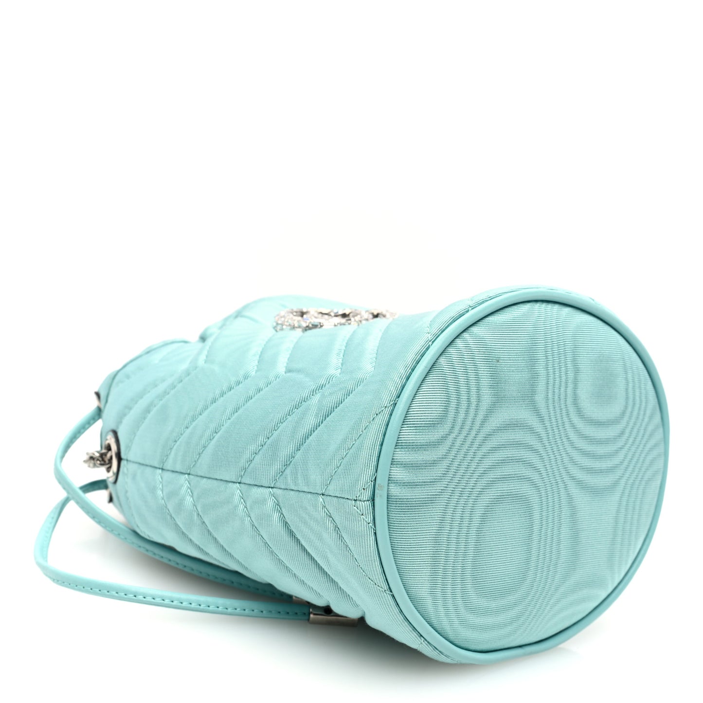 Moire Fabric Calfskin Crystal Matelasse Mini GG Marmont 2.0 Bucket Bag Dark Ocean Wave Crystal