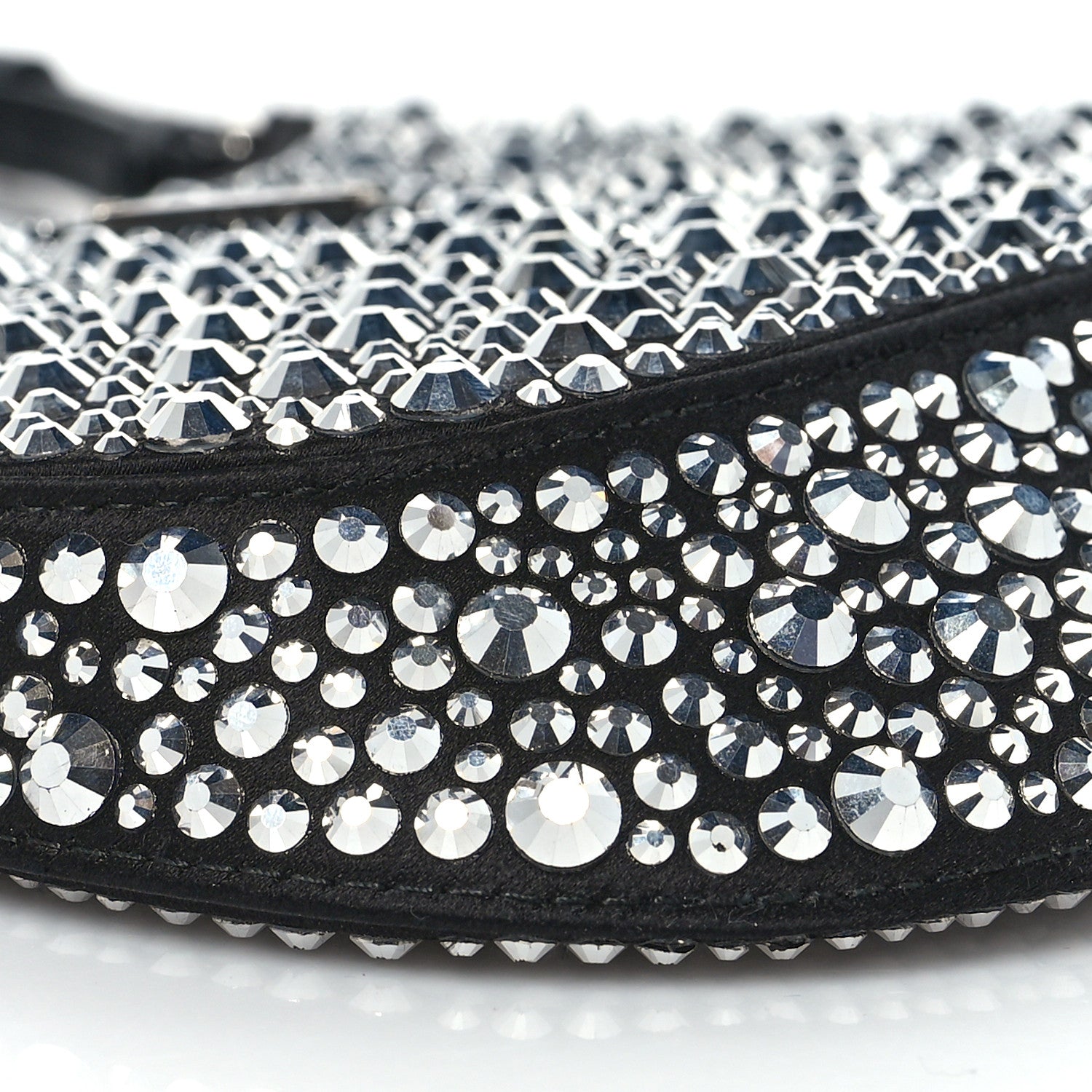 Prada Satin Crystal Cleo Adjustable Strap Shoulder Bag Metal 9 of 11