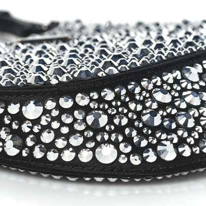 Prada Satin Crystal Cleo Adjustable Strap Shoulder Bag Metal 9 of 11