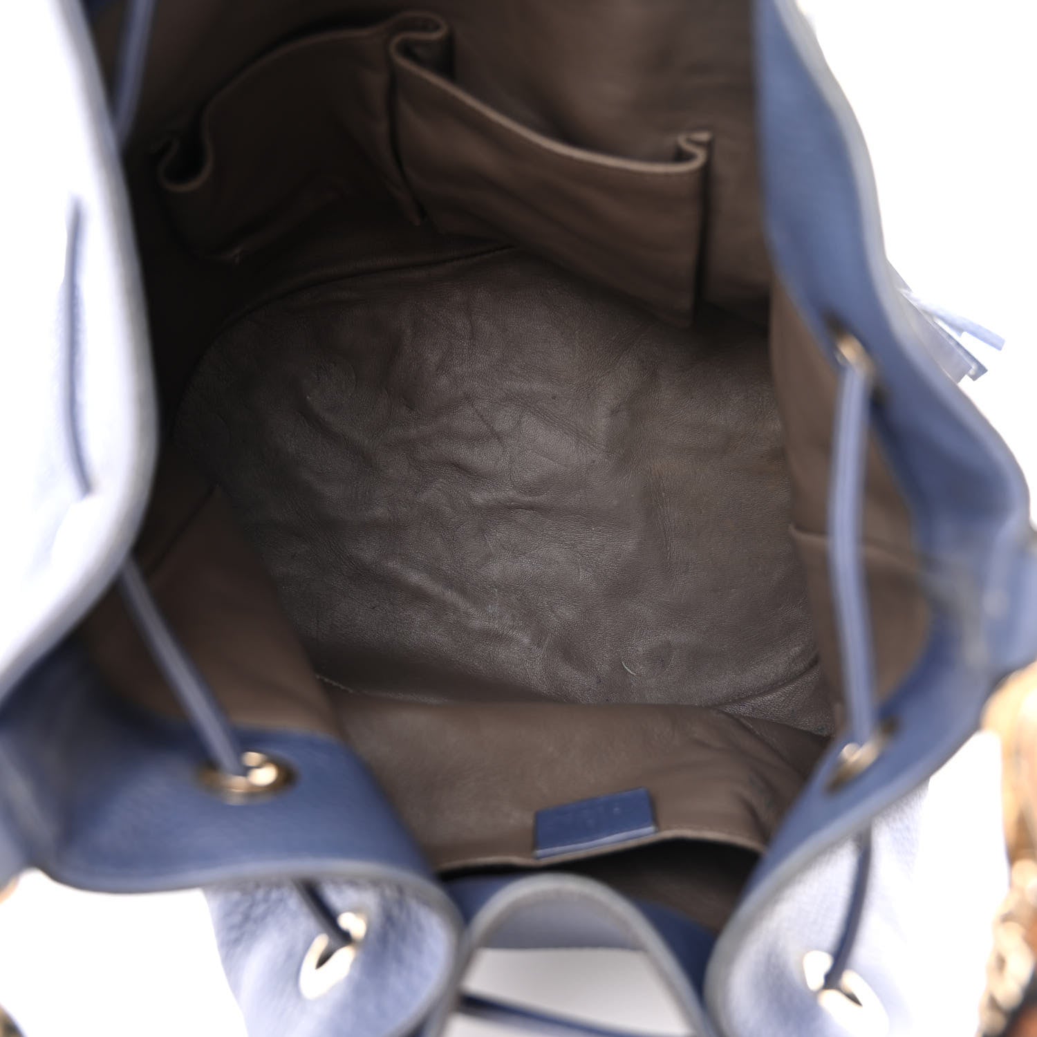 Gucci Pebbled Calfskin Miss Bamboo Bucket Bag Blue 5 of 16