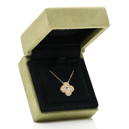 Van Cleef & Arpels 18K Yellow Gold Diamond Vintage Alhambra Pendant Necklace 6 of 6
