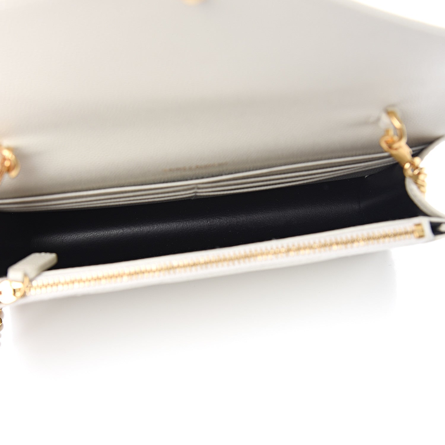 Saint Laurent Grain De Poudre Matelasse Chevron Monogram Envelope Chain Wallet Porcellana 4 of 9
