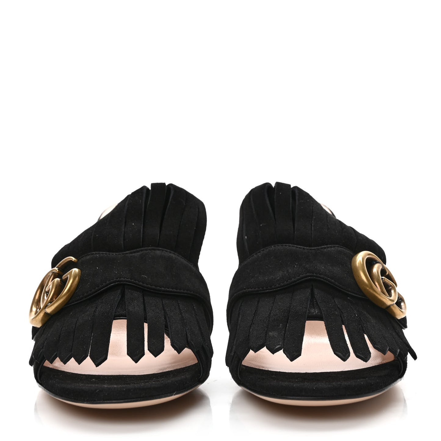 Kid Scamosciato GG Marmont Fringe 75mm Slide Sandals 37.5 Black