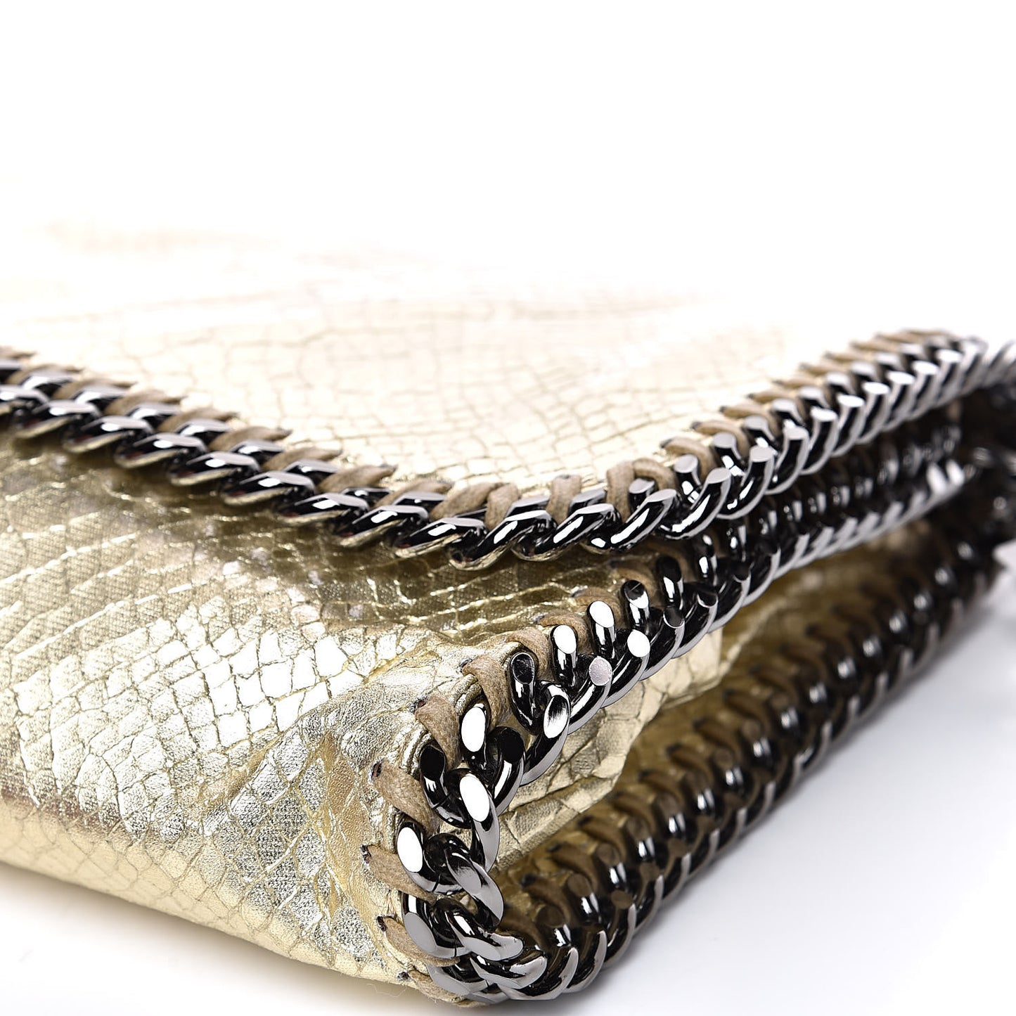 Metallic Alter Snakeskin Falabella Clutch Gold