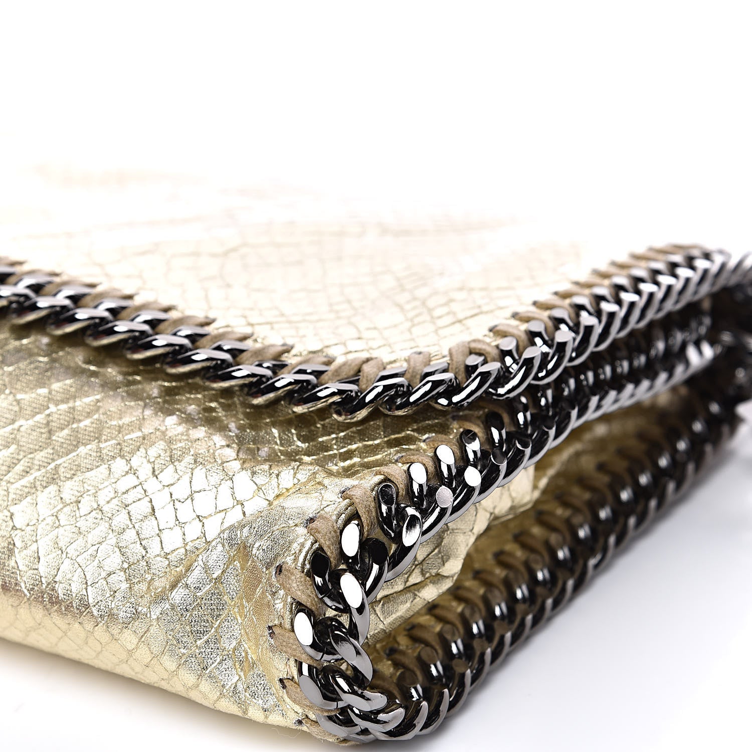 Stella McCartney Metallic Alter Snakeskin Falabella Clutch Gold 9 of 10