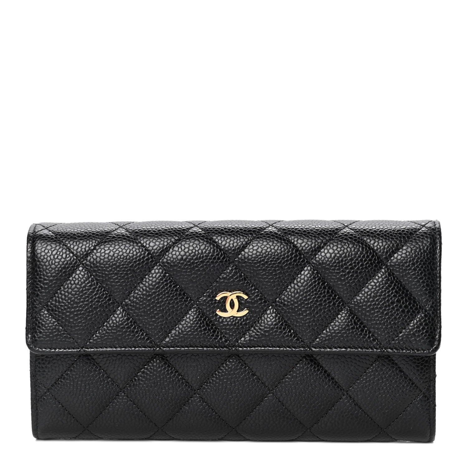 Chanel Caviar Quilted Large Gusset Flap Wallet Black 1 of 4