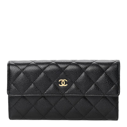 Chanel Caviar Quilted Large Gusset Flap Wallet Black 1 of 4