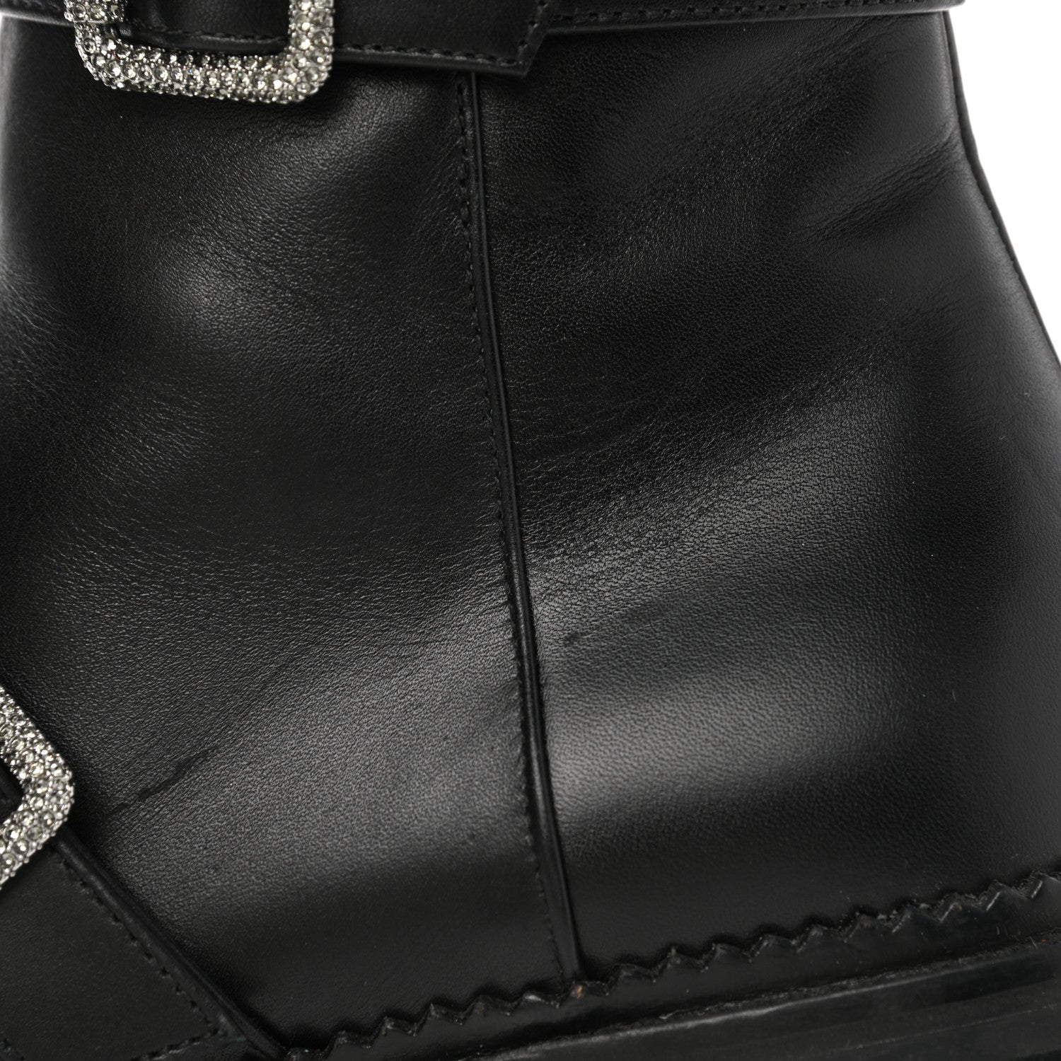 Jimmy Choo Calfskin Crystal Buckle Hank Boots 38 Black 10 of 11