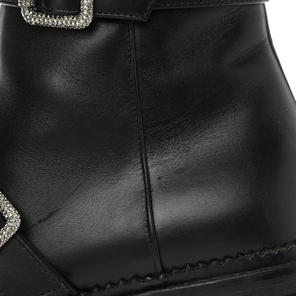 Jimmy Choo Calfskin Crystal Buckle Hank Boots 38 Black 10 of 11