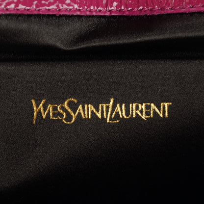 Saint Laurent Textured Patent Monogram Large Belle De Jour Clutch Fuchsia 6 of 7