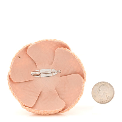 Chanel Tweed Camellia Pin Brooch Pink 2 of 4