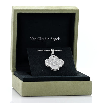 Van Cleef & Arpels 18K White Gold Diamond Magic Alhambra Long Necklace 5 of 5