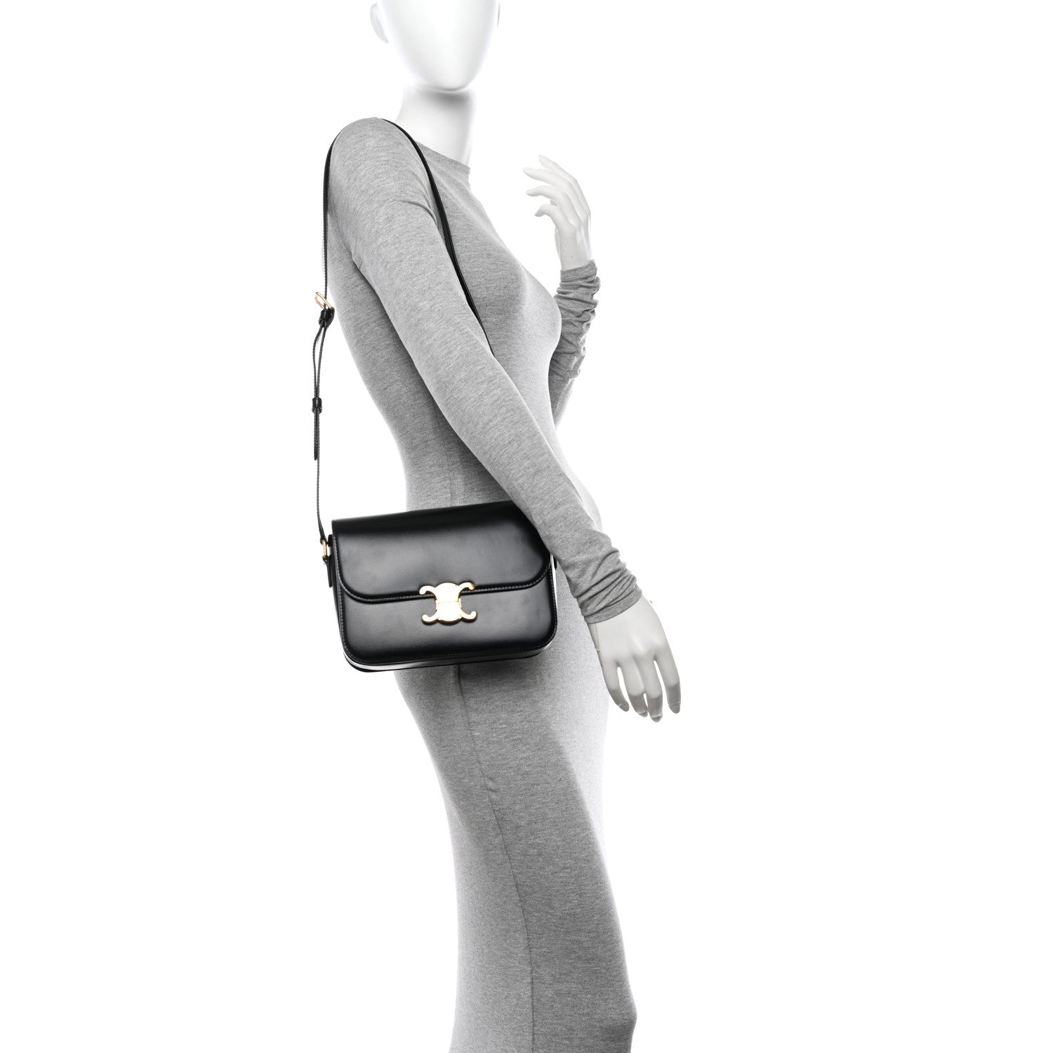 Celine Shiny Calfskin Medium Triomphe Black 2 of 12