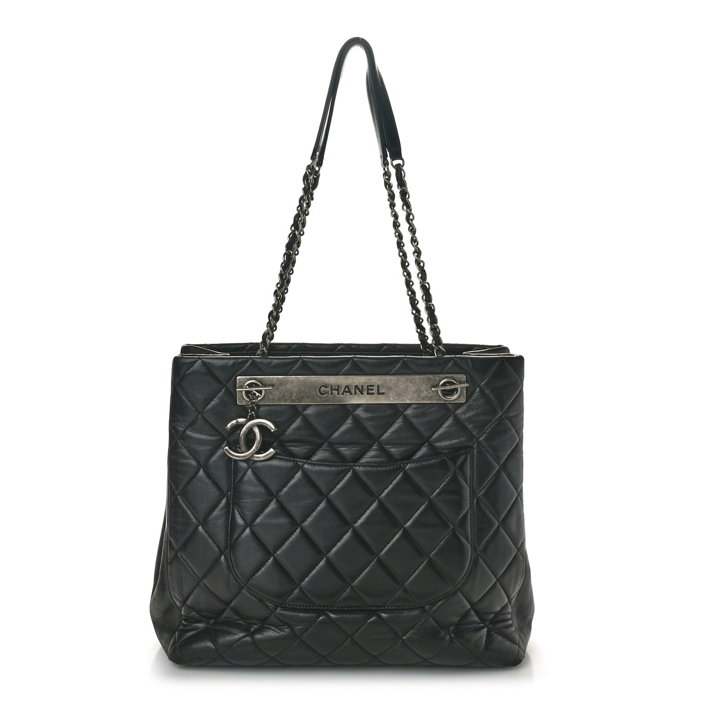 Lambskin Quilted Trendy CC Tote Black