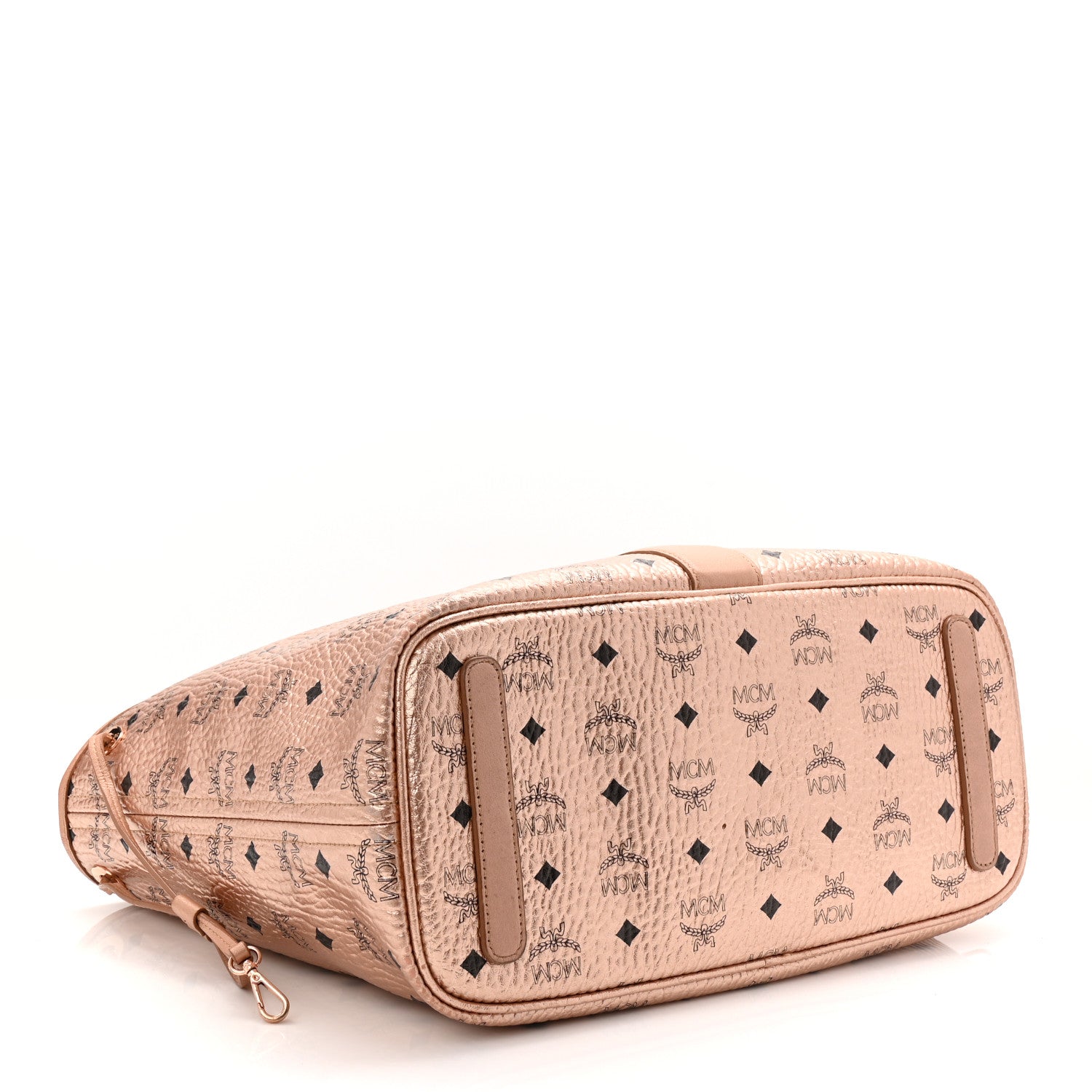 MCM Metallic Visetos Medium Liz Reversible Shopper Tote Champagne Gold 6 of 18