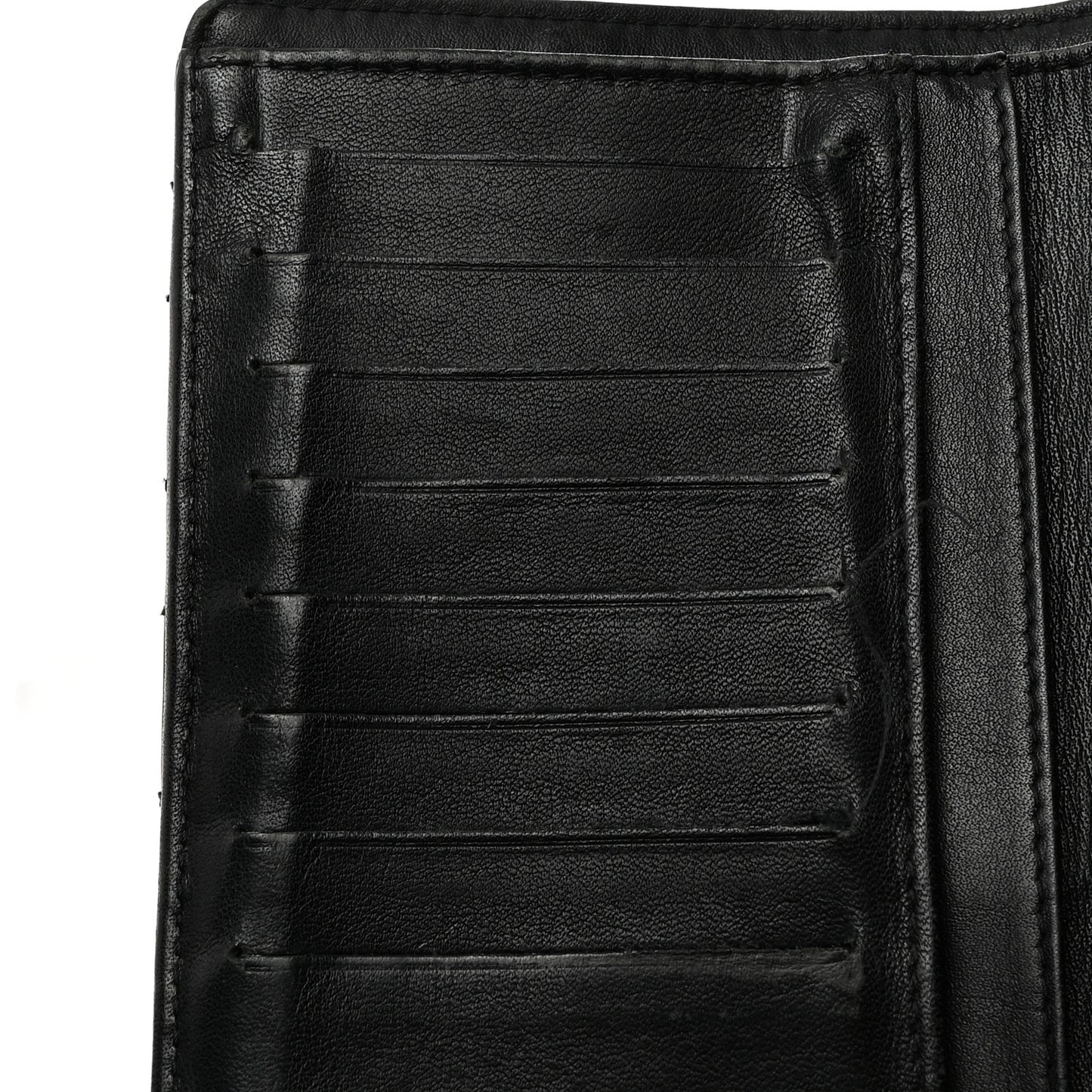 Patent Calfskin Quilted Yen Wallet Black