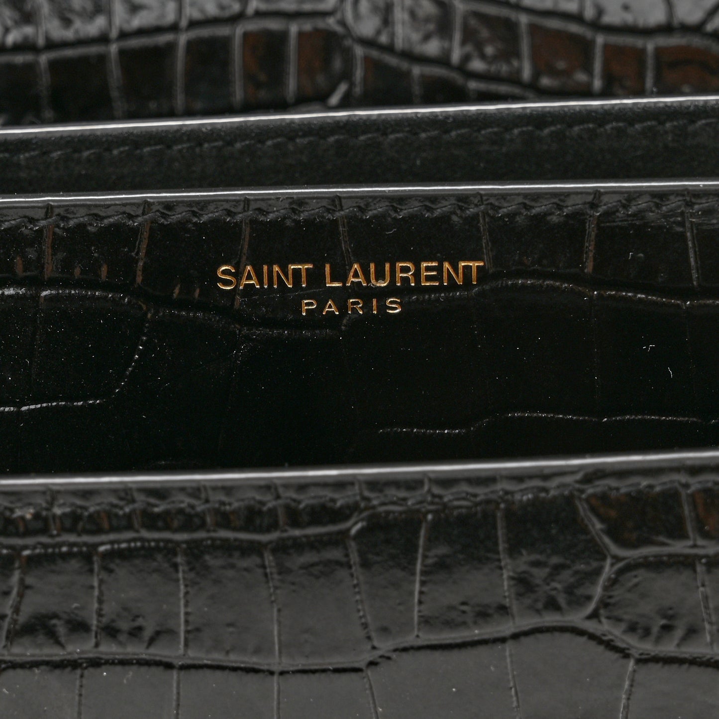 Calfskin Crocodile Embossed Medium Monogram Sunset Black