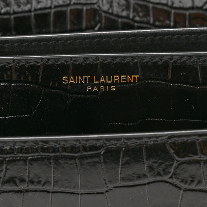 Saint Laurent Calfskin Crocodile Embossed Medium Monogram Sunset Black 6 of 11