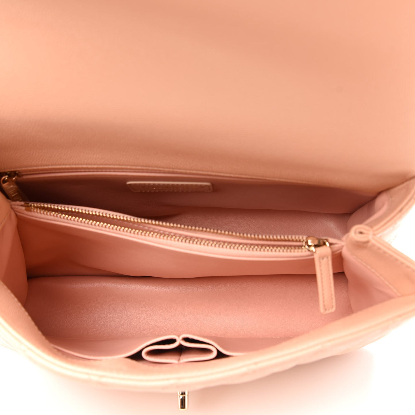 Caviar Quilted Small Coco Handle Flap Beige