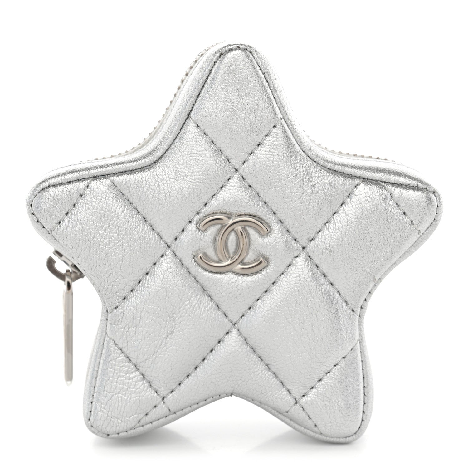 Chanel Metallic Lambskin Walk Of Fame Star Clip On Coin Purse Silver 1 of 7