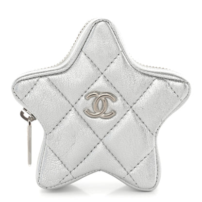 Chanel Metallic Lambskin Walk Of Fame Star Clip On Coin Purse Silver 1 of 7